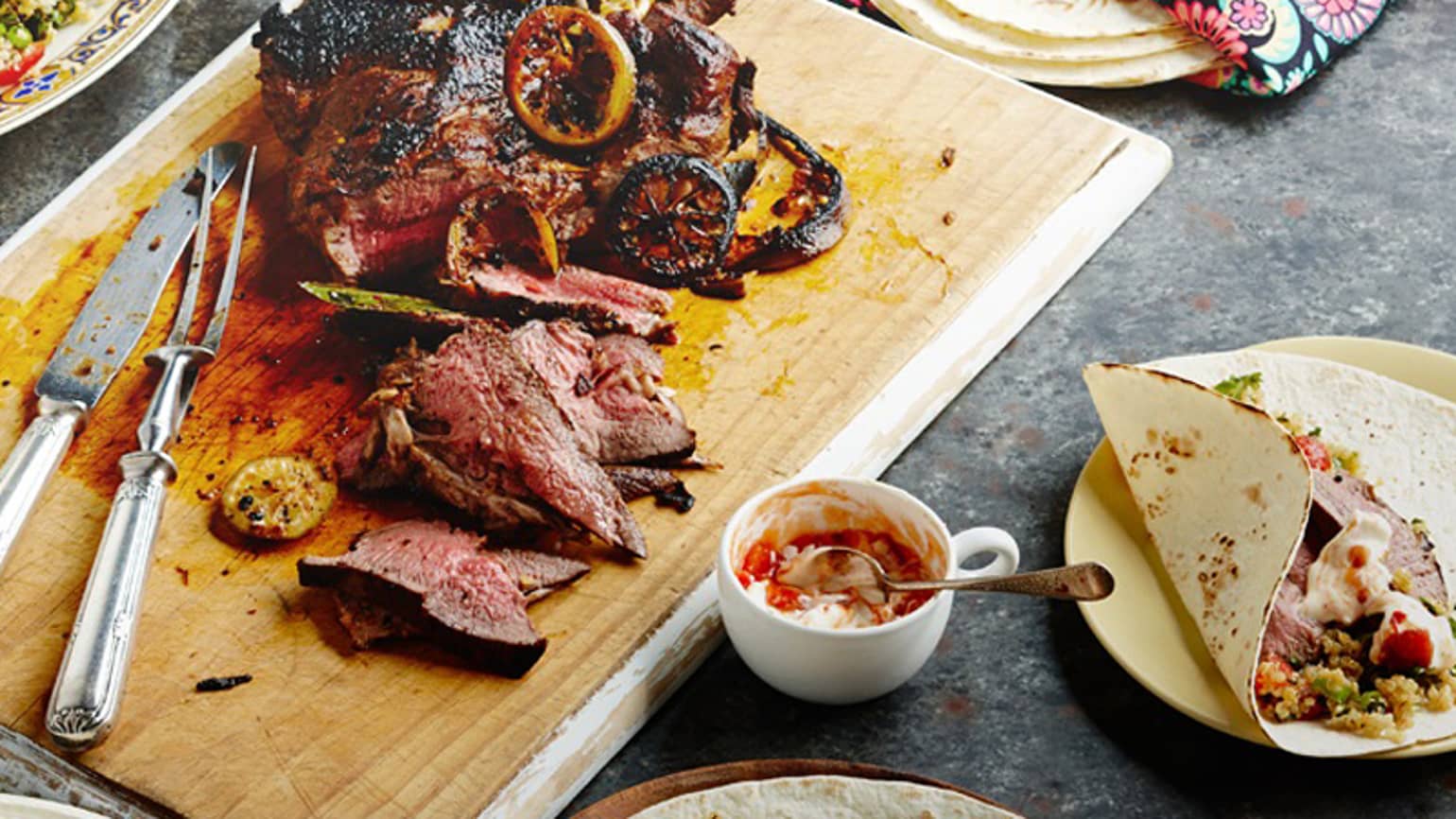 Marinated Butterflied Lamb Fajitas with Quinoa Salad Recipe